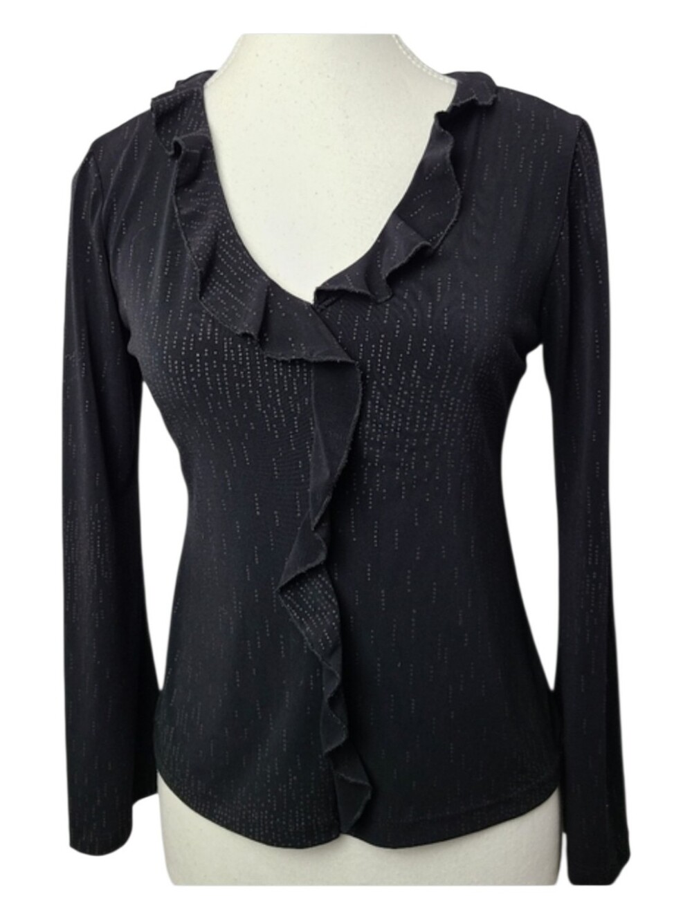 I.N. Studio San Francisco Vintage Y2K Ruffle Neck Blouse Small Romantic